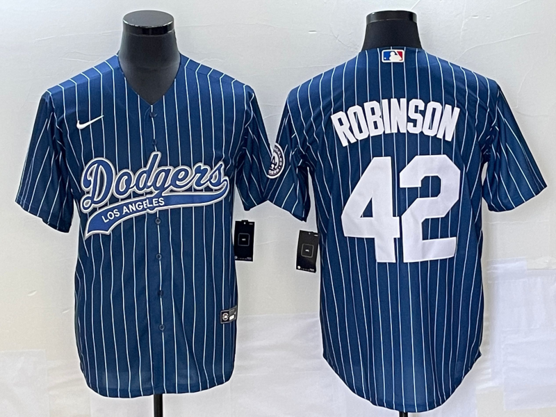 Men’s Los Angeles Dodgers Jackie Robinson #42 Blue Jersey Joint Edition