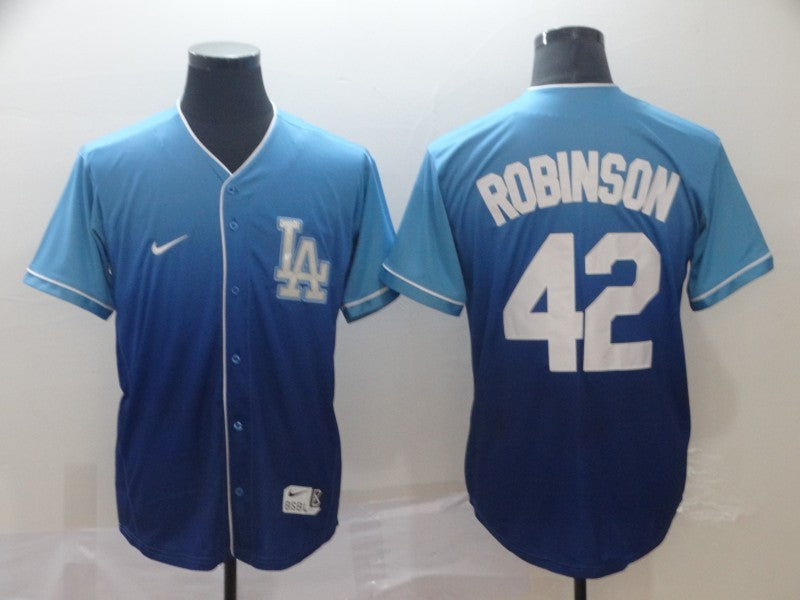 Men’s Los Angeles Dodgers Jackie Robinson #42 Blue Stitched Baseball Jersey