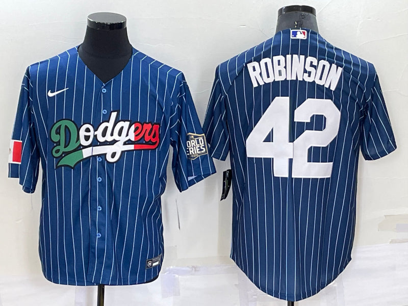 Men’s Los Angeles Dodgers Jackie Robinson #42 Blue Stitched Jersey