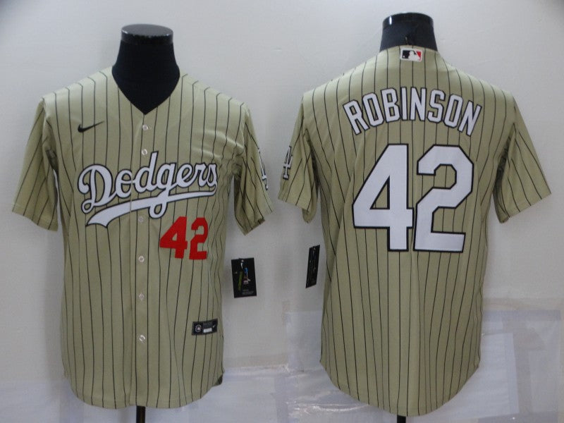 Men’s Los Angeles Dodgers Jackie Robinson #42 Gold Baseball Jersey