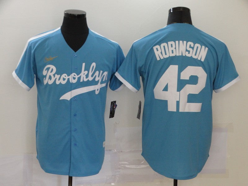 Men’s Los Angeles Dodgers Jackie Robinson #42 Light Blue Baseball Jersey