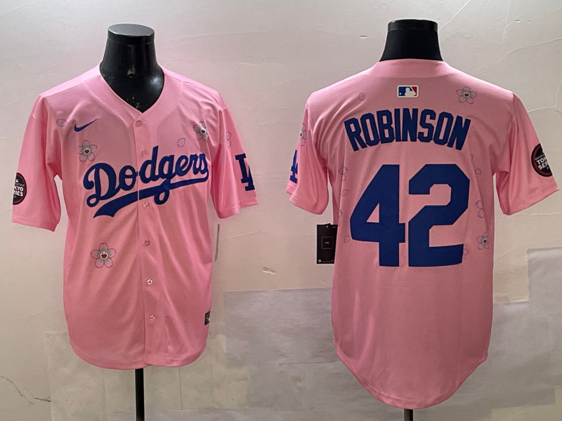Men’s Los Angeles Dodgers Jackie Robinson #42 Pink Alternate Jersey