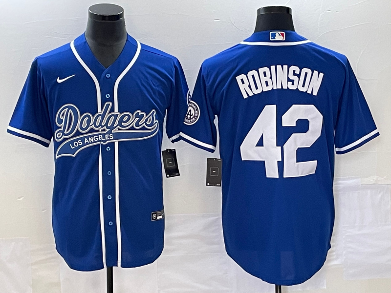 Men’s Los Angeles Dodgers Jackie Robinson #42 Royal Jersey Joint Edition