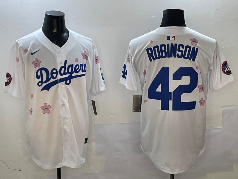 Men’s Los Angeles Dodgers Jackie Robinson #42 White Alternate Jersey
