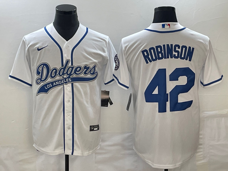Men’s Los Angeles Dodgers Jackie Robinson #42 White Jersey Joint Edition