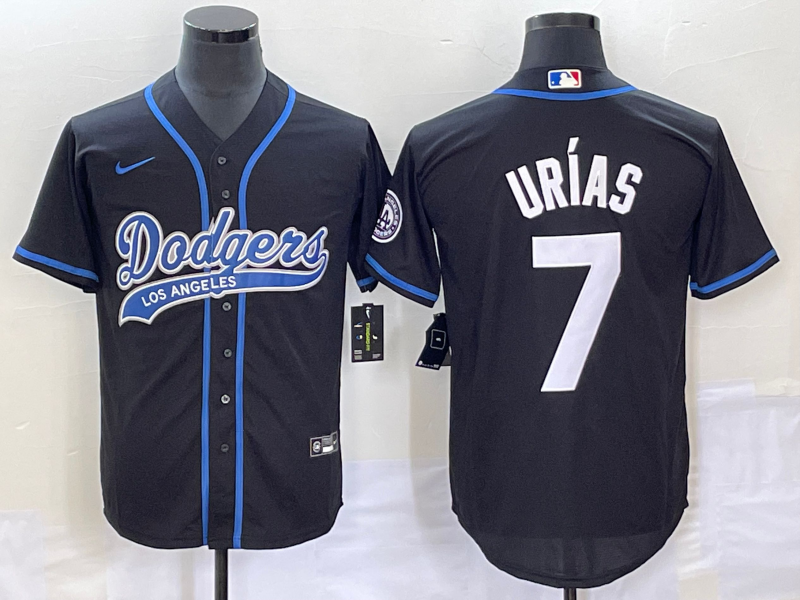 Men’s Los Angeles Dodgers Julio Urias #7 Black Jersey Joint Edition
