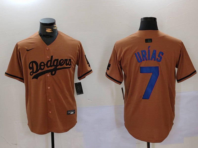 Men’s Los Angeles Dodgers Julio Urias #7 Brown Jersey