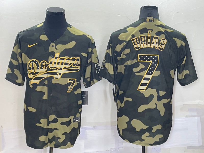 Men’s Los Angeles Dodgers Julio Urias #7 Camouflage Baseball Jersey