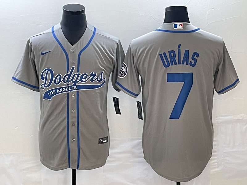 Men’s Los Angeles Dodgers Julio Urias #7 Gray Jersey Joint Edition