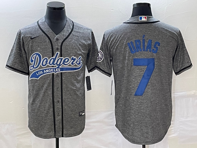 Men’s Los Angeles Dodgers Julio Urias #7 Gray Jersey Joint Edition