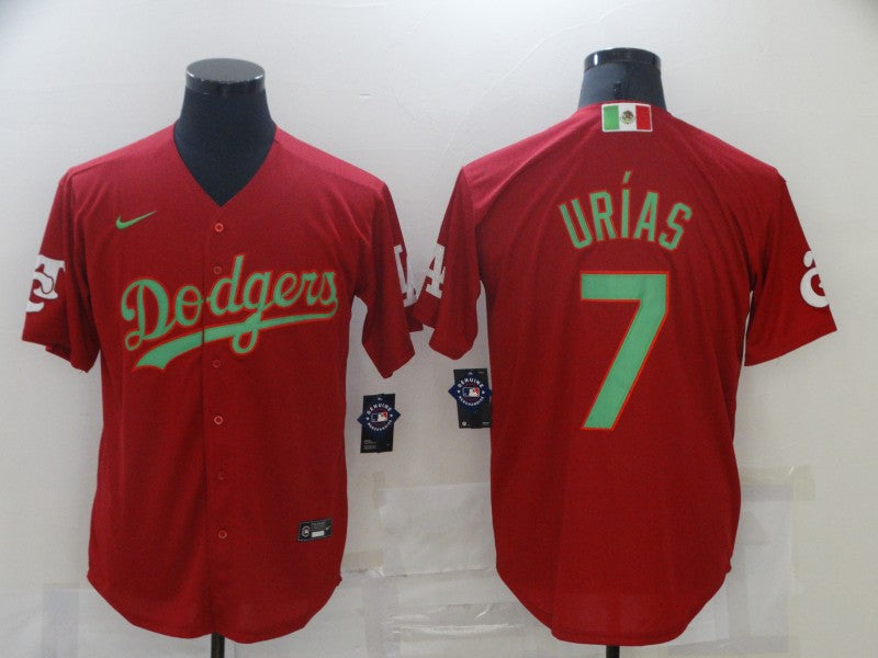 Men’s Los Angeles Dodgers Julio Urias #7 Red Baseball Jersey