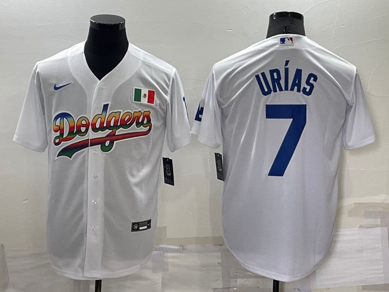 Men’s Los Angeles Dodgers Julio Urias #7 White Authentic Jersey