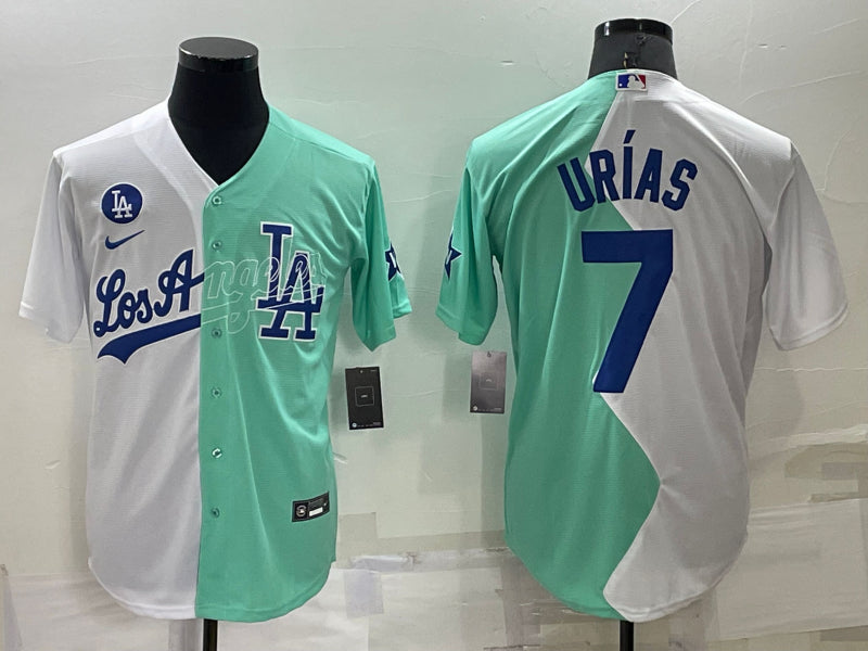 Men’s Los Angeles Dodgers Julio Urias #7 White/Green Baseball Jersey