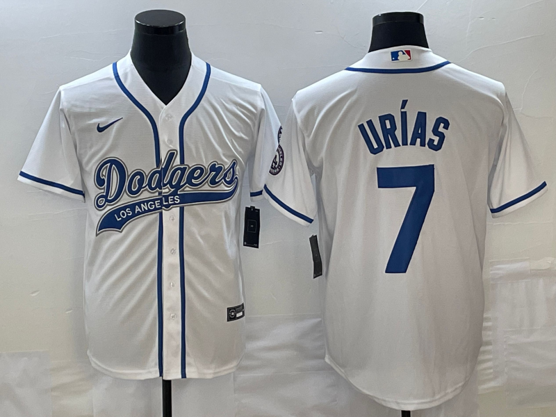 Men’s Los Angeles Dodgers Julio Urias #7 White Jersey Joint Edition
