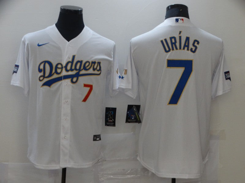 Men’s Los Angeles Dodgers Julio Urias #7 White Stitched Jersey
