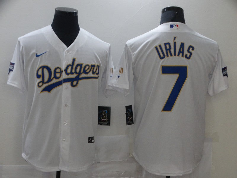 Men’s Los Angeles Dodgers Julio Urias #7 White Stitched Jersey