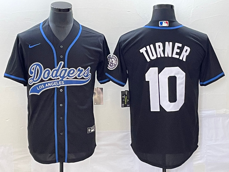 Men’s Los Angeles Dodgers Justin Turner #10 Black Jersey Joint Edition