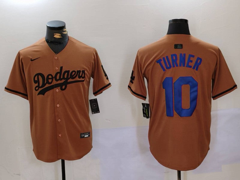 Men’s Los Angeles Dodgers Justin Turner #10 Brown Jersey