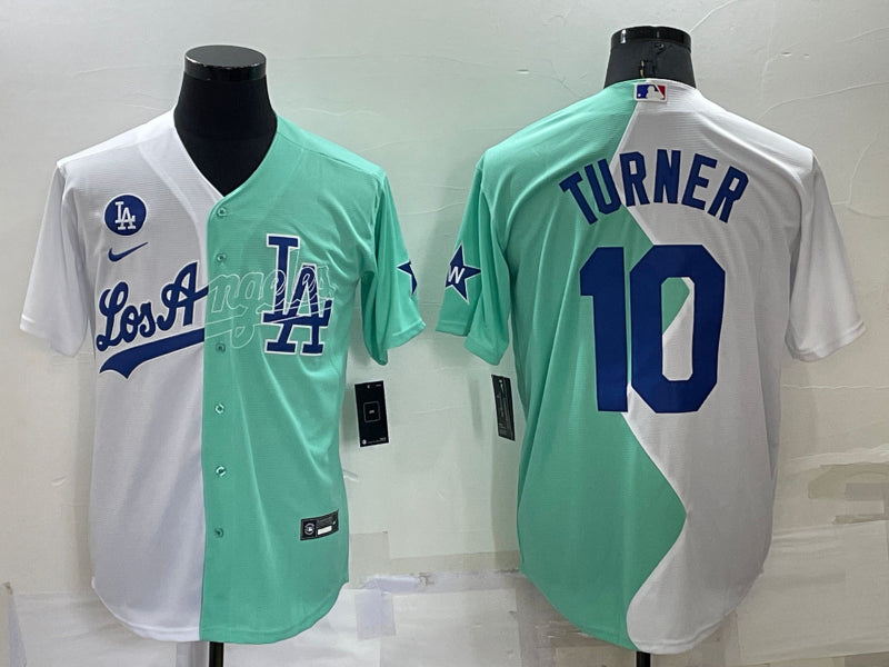 Men’s Los Angeles Dodgers Justin Turner #10 White/Green Baseball Jersey