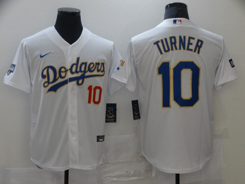 Men’s Los Angeles Dodgers Justin Turner #10 White Stitched Jersey