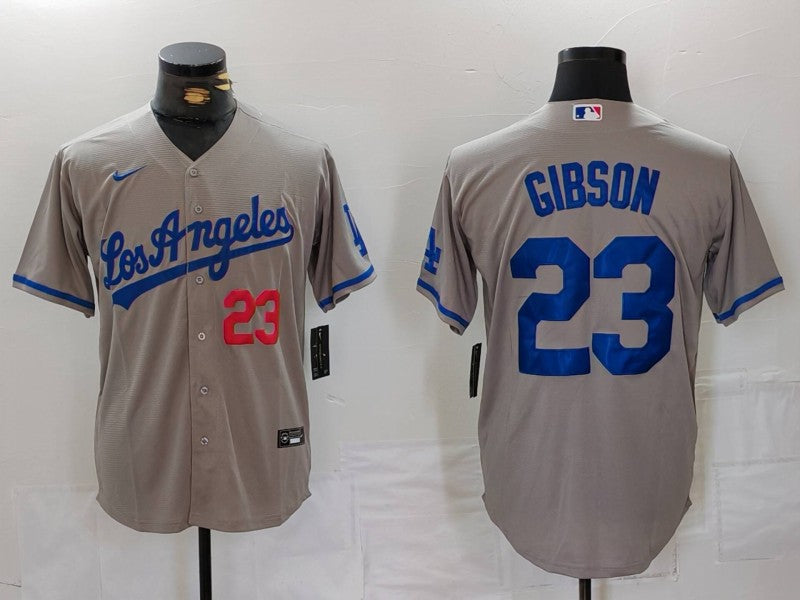 Men’s Los Angeles Dodgers Kirk Gibson #23 Gray Jersey