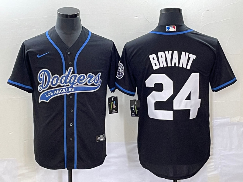 Men’s Los Angeles Dodgers Kobe Bryant #24 Black Jersey Joint Edition