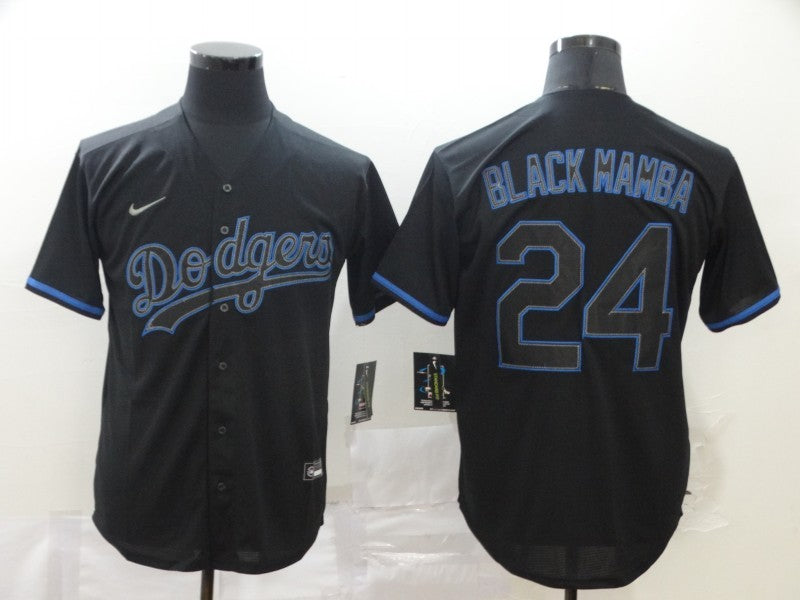 Men’s Los Angeles Dodgers Kobe Bryant #24 Black Mamba Baseball Jersey
