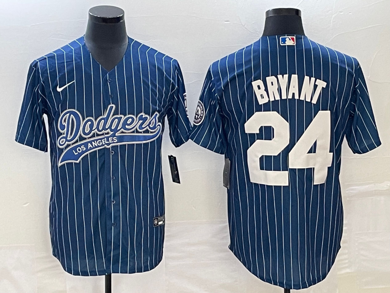 Men’s Los Angeles Dodgers Kobe Bryant #24 Blue Jersey Joint Edition