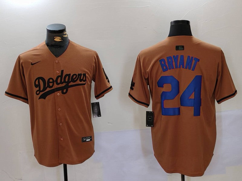 Men’s Los Angeles Dodgers Kobe Bryant #24 Brown Jersey