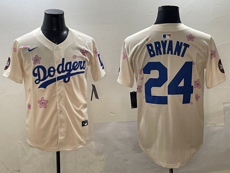 Men’s Los Angeles Dodgers Kobe Bryant #24 Cream Alternate Jersey