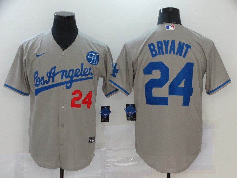 Men’s Los Angeles Dodgers Kobe Bryant #24 Gray Baseball Jersey
