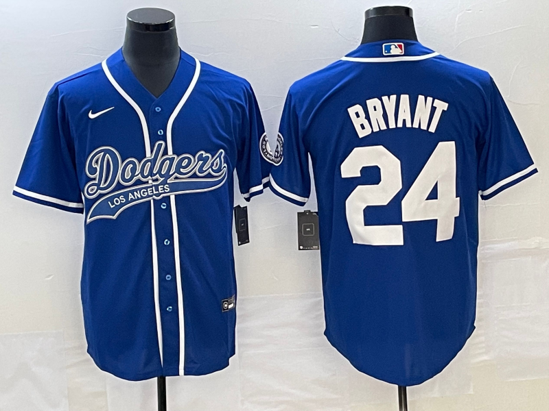 Men’s Los Angeles Dodgers Kobe Bryant #24 Royal Jersey Joint Edition