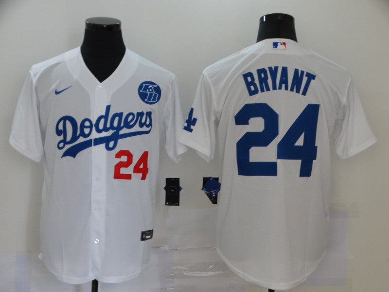 Men’s Los Angeles Dodgers Kobe Bryant #24 White Baseball Jersey