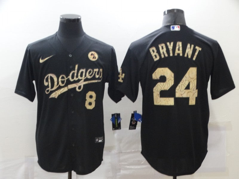 Men’s Los Angeles Dodgers Kobe Bryant #8-24 Black Authentic Jersey