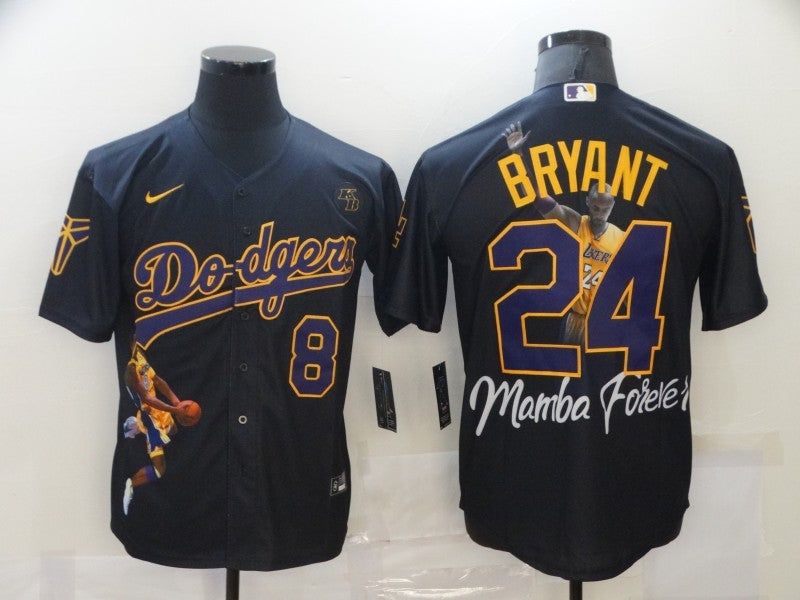 Men’s Los Angeles Dodgers Kobe Bryant #8-24 Black Jersey