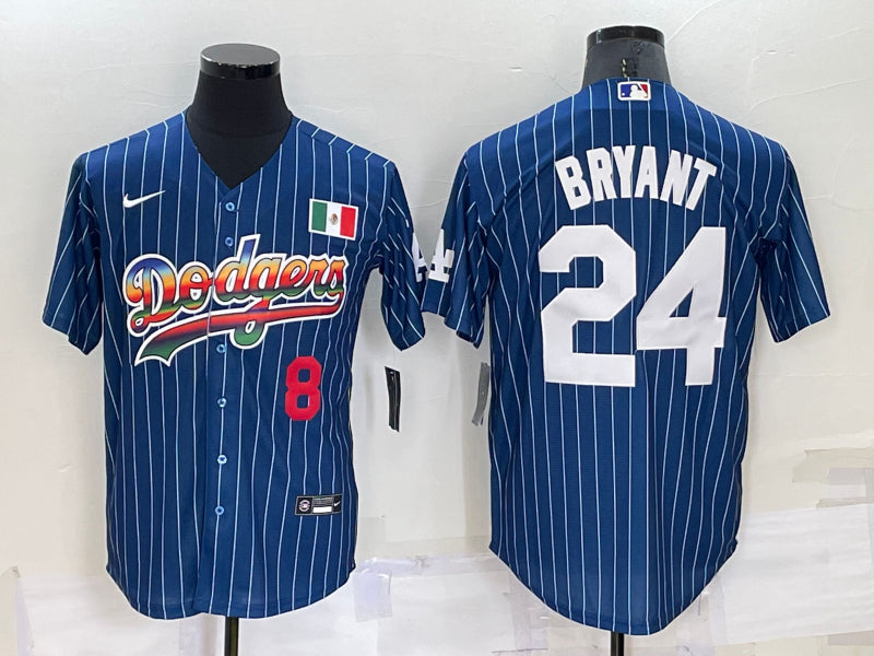 Men’s Los Angeles Dodgers Kobe Bryant #8-24 Blue Stitched Jersey