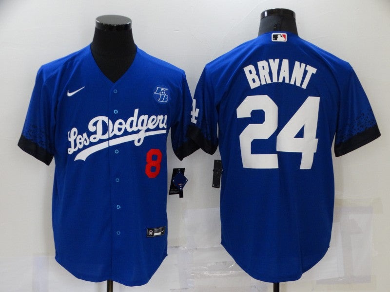 Men’s Los Angeles Dodgers Kobe Bryant #8-24 Blue Stitched Jersey