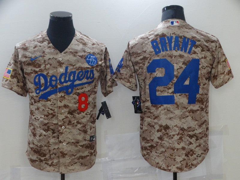 Men’s Los Angeles Dodgers Kobe Bryant #8-24 Camouflage Baseball Jersey
