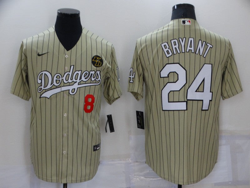 Men’s Los Angeles Dodgers Kobe Bryant #8-24 Gold Baseball Jersey