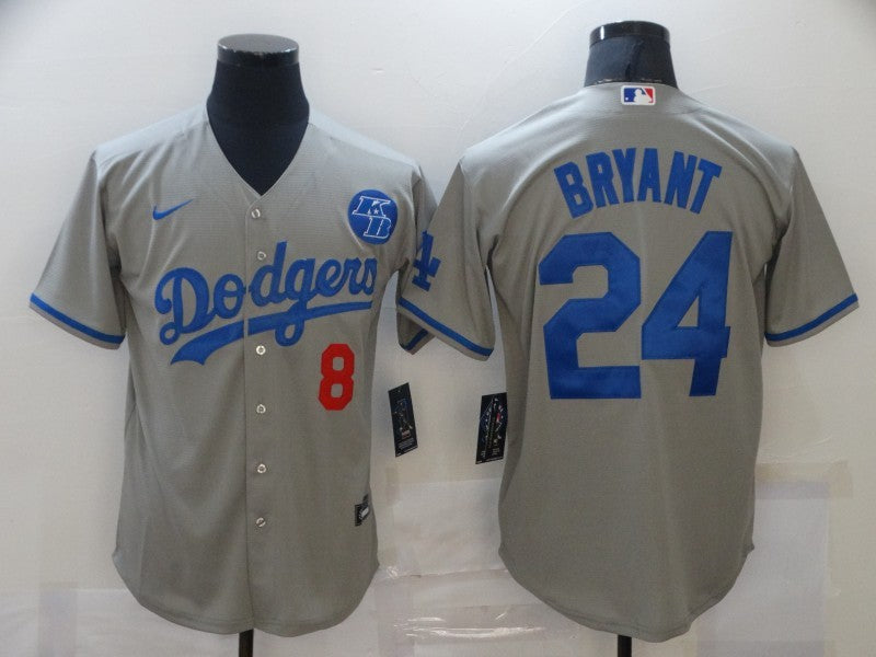 Men’s Los Angeles Dodgers Kobe Bryant #8-24 Gray Jersey