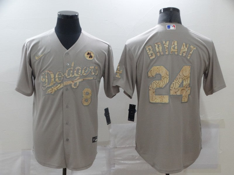 Men’s Los Angeles Dodgers Kobe Bryant #8-24 Gray Stitched Jersey