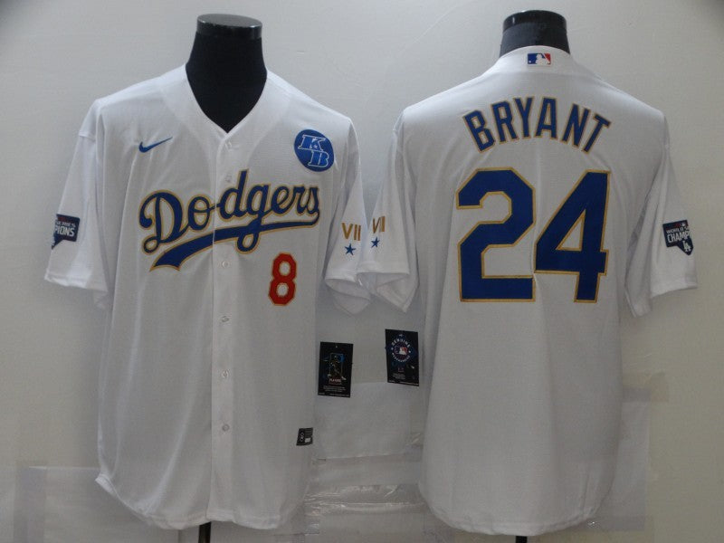 Men’s Los Angeles Dodgers Kobe Bryant #8-24 White Alternate Jersey