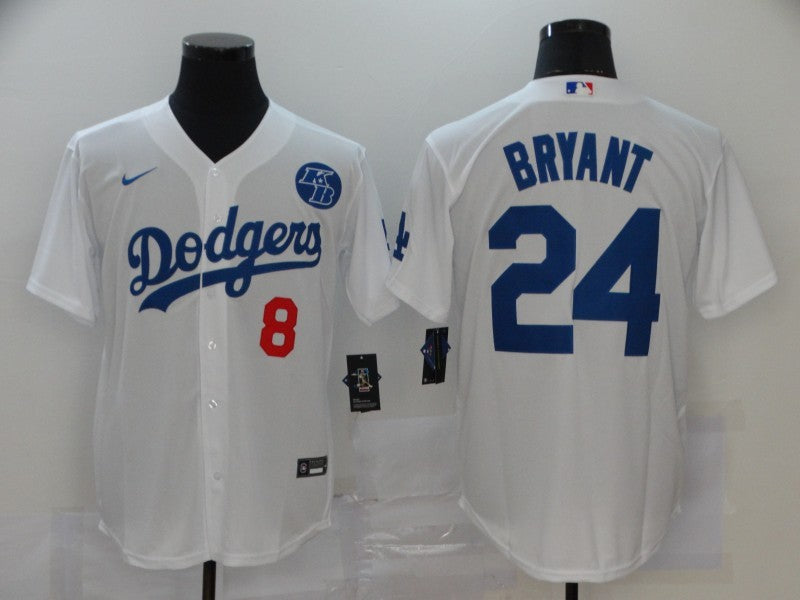 Men’s Los Angeles Dodgers Kobe Bryant #8-24 White Baseball Jersey