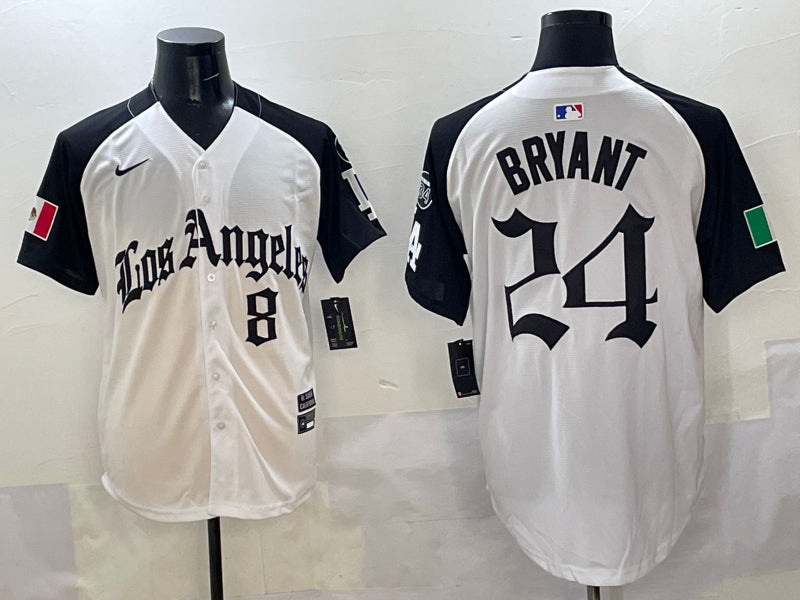 Men’s Los Angeles Dodgers Kobe Bryant #8-24 White Jersey
