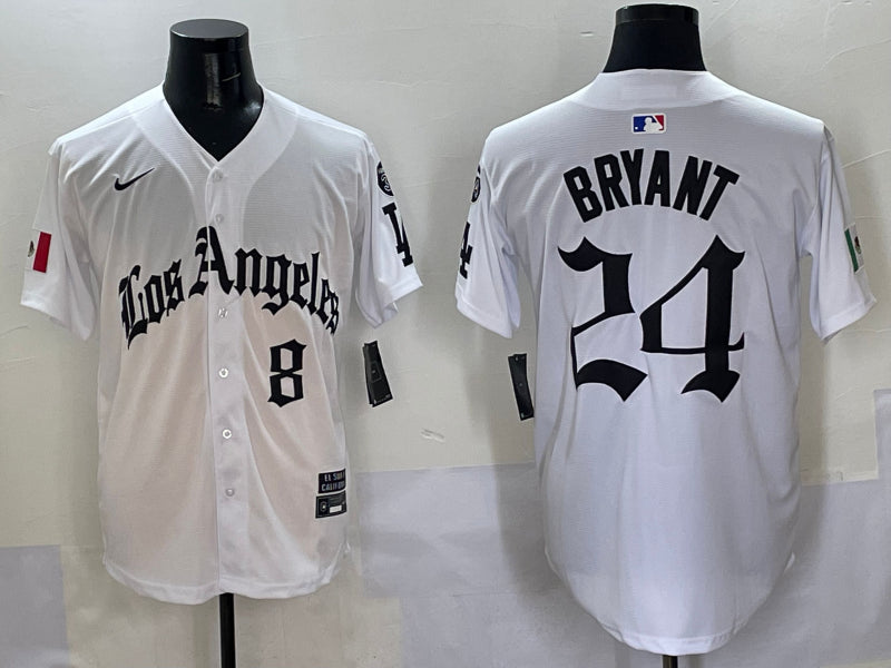 Men’s Los Angeles Dodgers Kobe Bryant #8-24 White Jersey