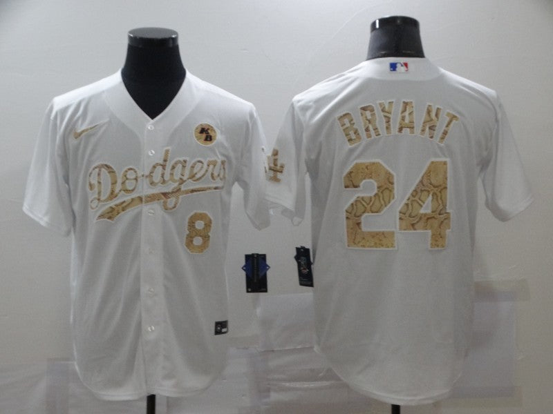 Men’s Los Angeles Dodgers Kobe Bryant #8-24 White Jersey