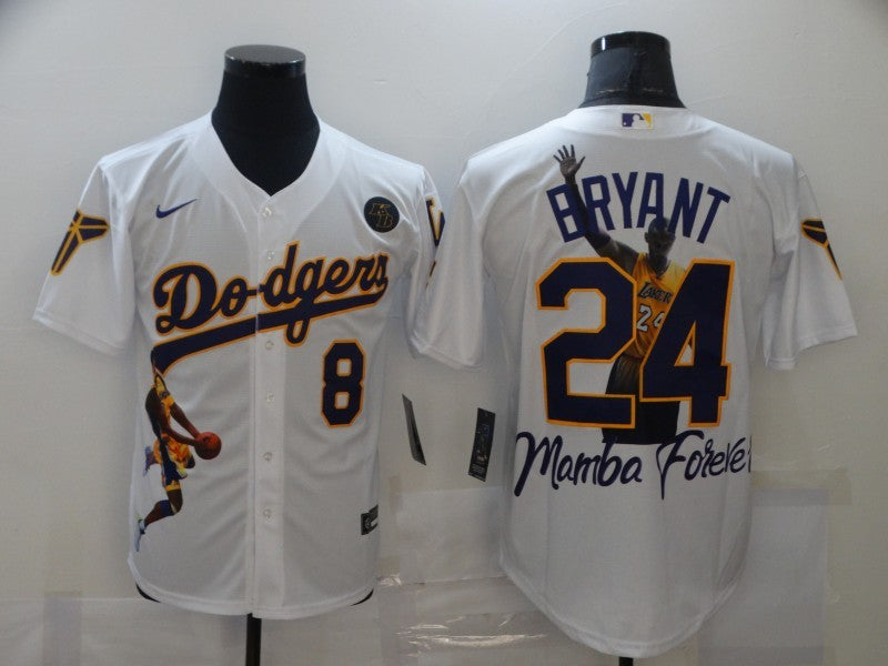 Men’s Los Angeles Dodgers Kobe Bryant #8-24 White Jersey