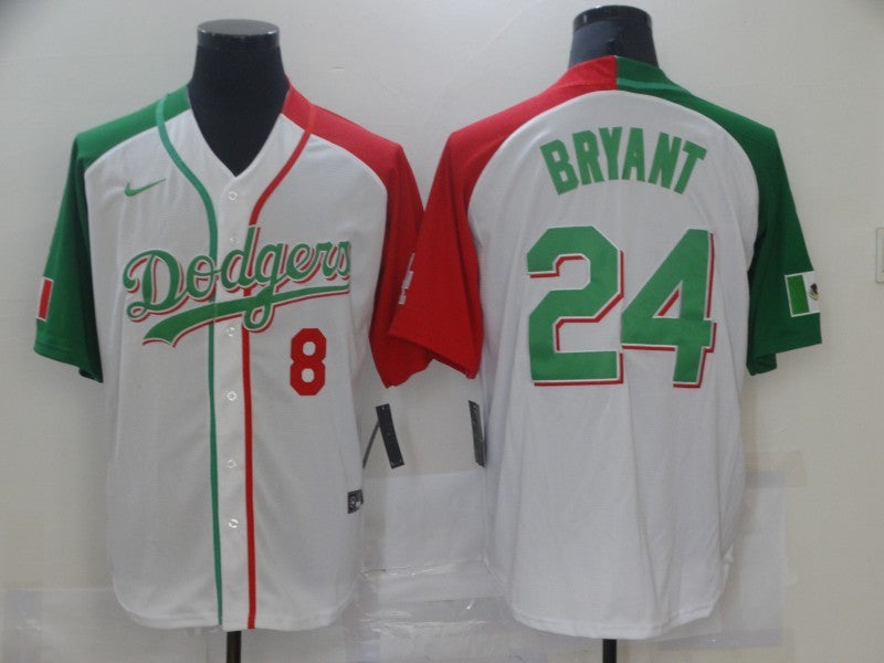Men’s Los Angeles Dodgers Kobe Bryant #8-24 White Jersey