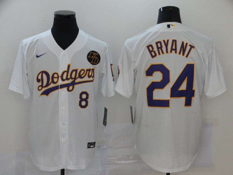 Men’s Los Angeles Dodgers Kobe Bryant #8-24 White Jersey