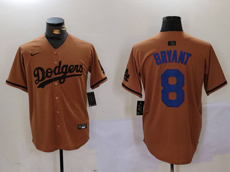 Men’s Los Angeles Dodgers Kobe Bryant #8 Brown Jersey
